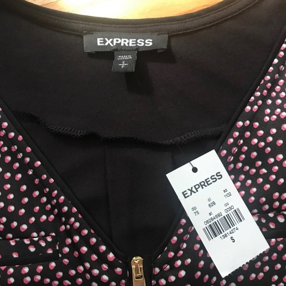 Express Zip Front Dot Blouse - Picture 2 of 4